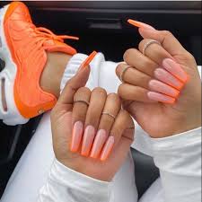 Acrylic orange french tip nails. 70 Stunning Spring Nails 2020 Designs The Glossychic Orange Acrylic Nails Orange Nails Coffin Nails Designs