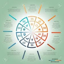 Infographic Pie Chart Template Colourful Circle From Lines With
