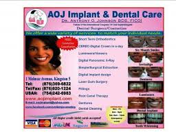 With our expert care and attention we will help to maintain all your family needs. A O J Implant Dental Care Kingston Jamaica Contact Phone Address