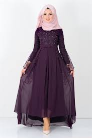 Kollari Dantelli Sifon Tesettur Abiye Tsd9311 Mor Moda Stilleri The Dress Victorian Elbiseler