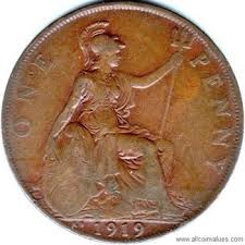 1919 Kn Uk Penny Value George V Kings Norton Mint