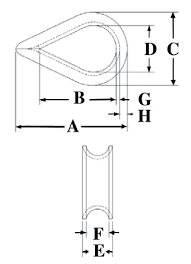Crosby G 411 Galvanised Standard Wire Rope Thimble For 6 7mm 1 4 Wire Rope 221 037 292