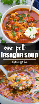 This Healthier One Pot Lasagna Soup Is Made With Ground Turkey And Whole Wheat Pasta Noodles This Soup Is Full Of He Lasagna Soup Easy Healthy Recipes Recipes