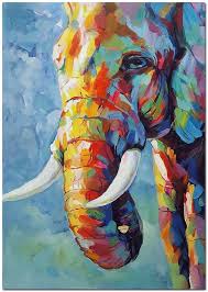Genuine Hand Painted Impressionist Elephant Oil Painting On Canvas Contemporary Multi Colored Safari Animal Fi Elephant Art Elephant Painting Animal Paintings