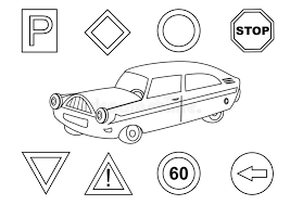 There are tons of great resources for free printable color pages online. Car And Traffic Signs Coloring Book Stock Vector Illustration Of Book Motorcar 40340665