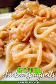 This delicious baked chicken spaghetti (direct from the 28 day weight loss challenge ) is so easy and just 369 calories per serve. Rotel Chicken Spaghetti Plain Chicken