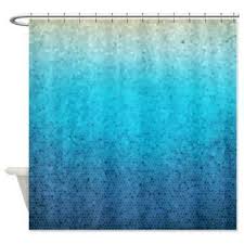 Blue Teal Gradient Shower Curtain Sea Glass Mosaic Ombre Etsy Fabric Shower Curtains Glass Shower Sea Glass Mosaic