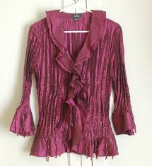 Women S Dress Barn Purple Dressy Evening Ruffled Blouse Top With Sequin Size M Blouses For Women Clothes For Women Womens Dresses