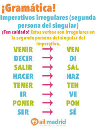 Imperativos Irregulares En 2 Persona Del Singular Learning Spanish Teaching Spanish Spanish Grammar