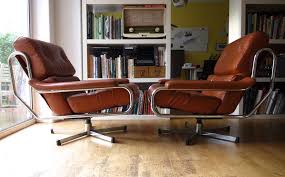 A Pair Of Tan Leather Pieff Alpha Swivel Arm Chairs Vintage Retro 70s Swivel Armchair Armchair Home Interior Design