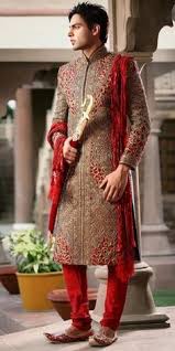 Red Gold Embroidery Sherwani Indian Groom Attire For Indian Wedding Indian Wedding Outfits Groom Attire Indian Groom Wear