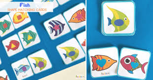Make your own card game! Free Fish Shape Matching Game