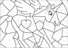 The unicorn is considered a majestic and noble creature that drinks morning dew and doesn't hurt any plant or animal. Color By Number Unicorn Coloring Pages
