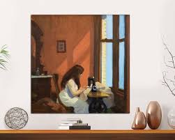 Girl at Sewing Machine by Edward Hopper 1921 Art Print, Famous Wall Art,  Famous Paintings, Painting Prints, Edward Hopper Art, Ready to Hang