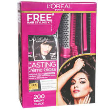 You'll receive email and feed alerts when new items arrive. Buy Loreal Paris Casting Creme Gloss Conditioning Hair Colour 200 Ebony Black Free Hair Styling Kit 87 5 G 72 Ml Online Sastasundar Com