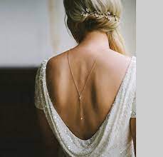 Dia Back Necklace Backdrop Necklace Back Chain Shoulder Etsy