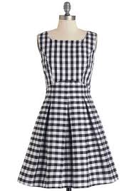 In Cheerful Swing Dress Black White Checkered Gingham Casual Sundress A Line Sleeveless Good Wov Mod Cloth Dresses Everyday Dresses Vintage Dresses