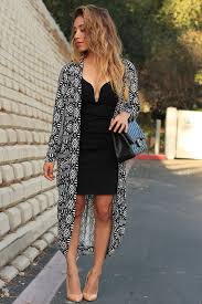 Love This Long Light Flowing Kimono In Graphic Black And White Perfect Over The Red Jewel Toned Major Mini Dress Fashion Kimono Cardigan Outfit Style