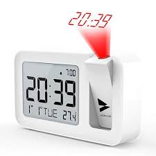 Projection Alarm Clock Hosome Digital Alarm Clock On Ceiling With Indoor Temperature Display 3 8 Lcd Screen And Projection Brightness With 2 Alarm Sounds Sett Projection Clock Alarm Clock Digital Alarm Clock