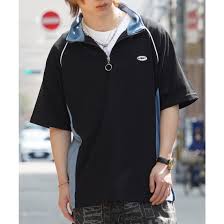 ワンフォークロージング 1111clothing ◇切り替え ラグランハーフジップ Tシャツ◇ ハーフジップ メンズ ハーフジップ 半袖 レディース  半袖ハーフジップ ハートロゴ ワンポイント オーバーサイズ （ブラック×ブラック） -ファッション通販 FASHION WALKER