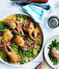 Roast Quail With Bacon Peas And Mint Recipe Recipe Roasted Quail Quail Recipes Recipes