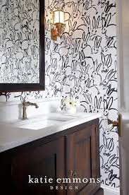 Fun Bathroom Design Featuring Gold Accents And Patterned Wallpaper Katie Emmons Design Bathrooms Remodel Small Apartment Bathroom Amazing Bathrooms