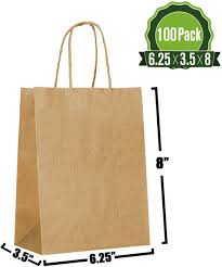 100 packs brown kraft paper gift bags