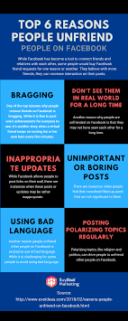 The person you unfriended won't be notified. Top 6 Reasons People Unfriend People On Facebook Infographic Unfriend Quotes Social Media Bragging On Social Media Unfriend Quotes