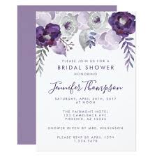 Purple And Silver Watercolor Floral Bridal Shower Invitation Zazzle Com Floral Bridal Shower Invitations Purple Bridal Shower Purple Wedding Invitations