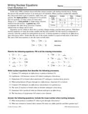 Write nuclear equations that describe the following processes. 31 Nuclear Equations Worksheet Answers Free Worksheet Spreadsheet