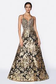 Black Gold Floral Sequin Long A Line Dress By Cinderella Divine Cd0125 Abc Fashion Dresses A Line Dress Cinderella Divine