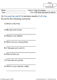 Primaryleap Co Uk Full Stops And Question Marks Worksheet This Or That Questions Worksheets For Kids Question Mark