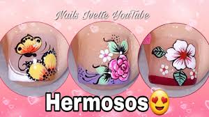 Diseños elegantes uñas para el pie flores en 2020 | uñas. Diseno De Unas Pies De Flores Easy Flowers Toenail By Unas Turqueza