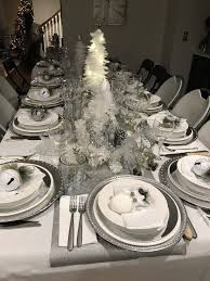 Silver And White Christmas Table Decorations Christmas Decorations Dinner Table Christmas Table Christmas Dinner Table