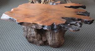 This is a lovely reclaimed wood slab coffee table with metal legs. 51 X 45 Redwood Coffee Table With Redwood Base Forest Gems Gallery
