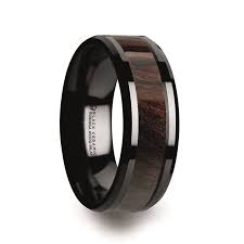 Shop BENNY Flat Style Black Ceramic Wedding Ring with Bubinga Wood Inlay  and Polished Beveled Edges Comfort Fit Lightweight D - On Sale - Overstock  - 16985737
