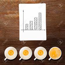 Business Break Chart With Empty And Full Cups Of Fresh Espresso