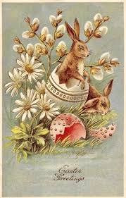 Vintage Easter Bunny Rabbit Eggs Graphic Image Art Fabric Etsy In 2020 Vintage Easter Easter Images Vintage Easter Cards