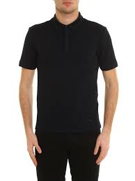 armani collezioni stretch embossed fabric polo shirt