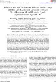 No curl is created equal. Effects Of Makeup Perfume And Skincare Product Usage And Hair Care Regimen On Circadian Typology Sleep Habits And Mental Health In Female Japanesestudents Aged 18 30