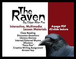 Edgar Allan Poe S Classic Poem The Raven An Interactive Multimedia Lesson Plan Grades 7 8 9 10 11 12 Poetry Lessons Poe Classic Poems