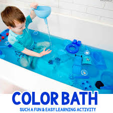 In some parts of the world, a toilet is typically included in the bathroom; Color Bath Toddler Activity So Easy Busy Toddler