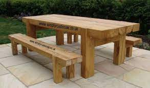 Wood Table And Bench Wooden Garden Table Oak Garden Furniture Wooden Outdoor Table
