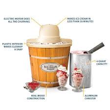 Nostalgia Icmp4wd 4 Quart Electric Wood Bucket Ice Cream Maker Walmart Com Ice Cream Maker Ice Cream Maker Recipes Electric Ice Cream Maker