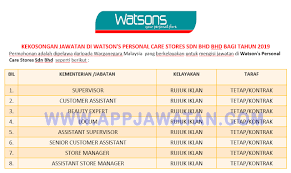 Ratings by 157 watson's personal care stores sdn. Jawatan Kosong Di Watson S Personal Care Stores Sdn Bhd Seluruh Malaysia Appjawatan Malaysia