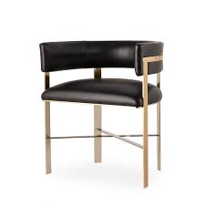 Xan genuine leather upholstered dining chair millwood pines upholstery color: Art Dining Chair Black Leather Brass Rouse Home