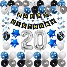 Birthday gift basket for guys … | pinteres… dimension : Amazon Com 20th Birthday Decorations For Men Women Boy Girl Blue Black Birthday Party Supplies With 20 Silver Number Balloon Happy Birthday Banner For 20th And 2nd Birthday Party Toys Games