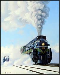 Montreal Bound Canadian National Railway Train Art Train Illustration