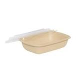 28 oz. Sugarcane Bagasse Light Brown Container with Plastic Lid - (150/Case)