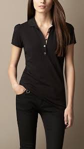 Black And Gold Polo T Shirt Women S Clothing Burberry United States Polo Shirt Outfit Women S Shirt Outfit Women Polo Shirt Outfits